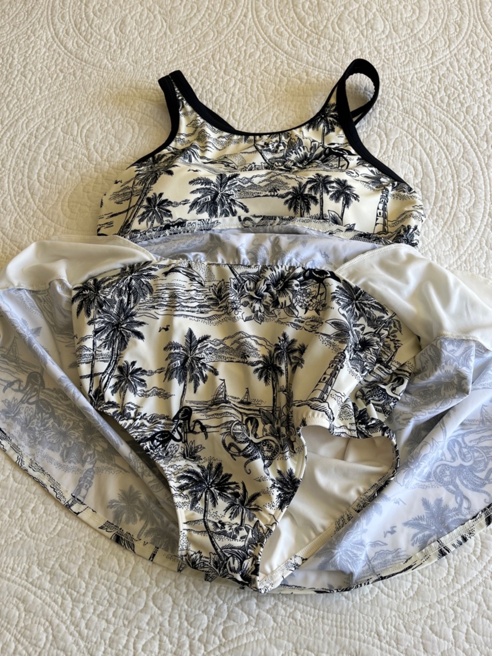 NWOT Lands' End Skirted Tugless High Neck Swim Dress 1 Piece Print 18W Support - Picture 12 of 17